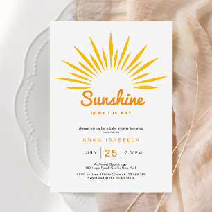 Sunshine Is On The Way Boho Baby Shower Invitation