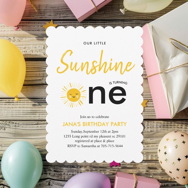 Sunshine is Turning One Birthday Party  Invitation (Creator Uploaded)