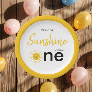 Sunshine is Turning One Birthday Party Paper Plate