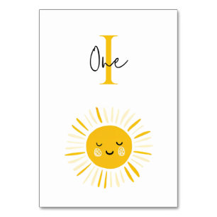 Sunshine is Turning One Birthday Party Table Number