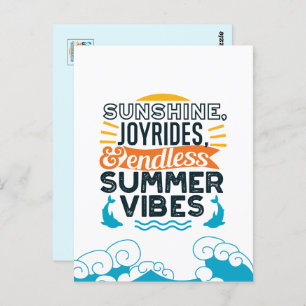 Sunshine & Joyrides - Endless Summer Vibes Quote Postcard
