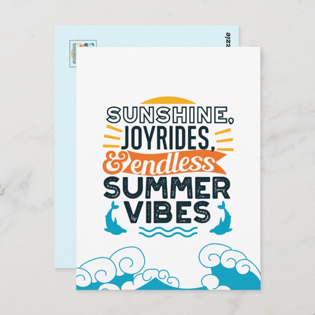Sunshine & Joyrides - Endless Summer Vibes Quote Postcard (Front/Back)