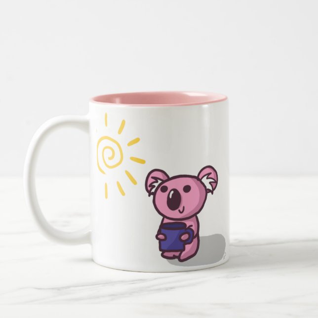 Sunshine Koala - Pink Two-Tone Coffee Mug (Left)