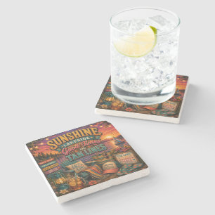 Sunshine Lakeside Good Times and Tan Lines Stone Coaster