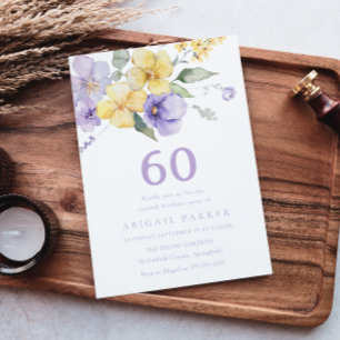 Sunshine & Lavender Purple 60th Birthday Party Invitation