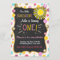 Sunshine Lemonade Birthday Party Invitation Pink