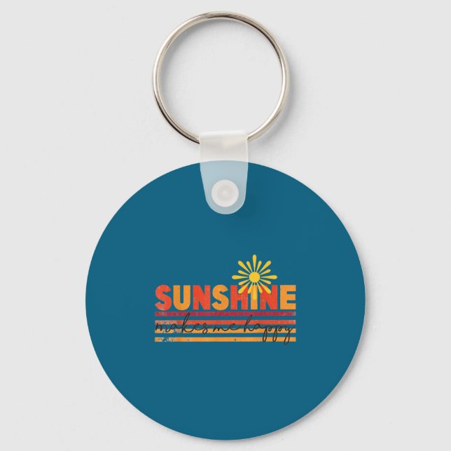 Sunshine Makes Me Happy Insrational Sitive Motivat Key Ring (Front)