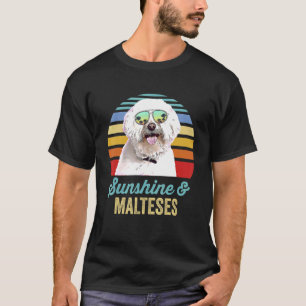 Sunshine Malteses Dog Retro Sunset Beach Vibe T-Shirt