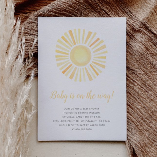 Sunshine Minimalist Neutral Boho Sun Baby Shower I Invitation (Creator Uploaded)