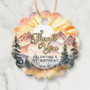 Sunshine Nature Mountains Birthday Party Thank You Favour Tags