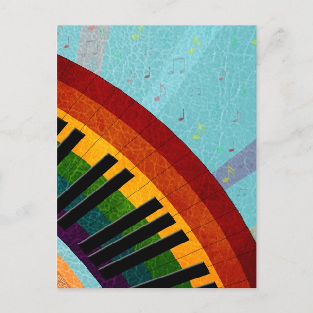 sunshine on water reflections round piano postcard (Front)