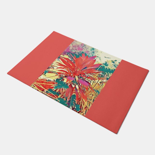 Sunshine Orange Green Bush Graphics Fall Colours  Doormat (Angled)