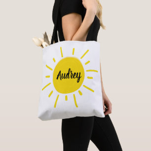 Sunshine Painted Whimsical Yellow Sun Book Bag