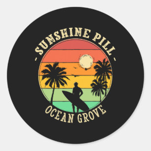 Sunshine Pill Ocean Grove Summer New Jersey Tropic Classic Round Sticker