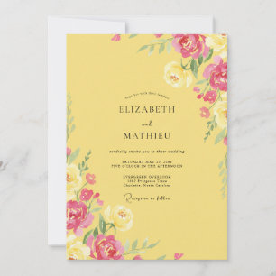 Sunshine Pink Blossom Wedding Invitation