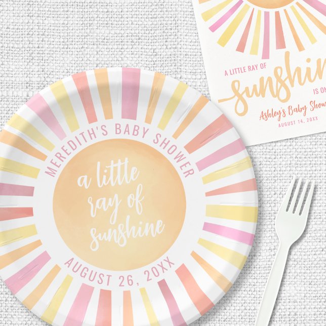 Sunshine Pink Sun Baby Shower Paper Plate (Sunshine Pink Sun Baby Shower Paper Plates)