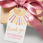 Sunshine Pink Sun Birthday Gift Tags<br><div class="desc">Boho Sunshine Sun Thank You Gift Tags This "Thank You" favour tag is a cheerful and vibrant way to express gratitude, featuring a bright sun at the top with warm rays in a mix of yellow, orange, pink, and red. Below, "Thank You" is displayed in flowing script, creating a heartfelt...</div>