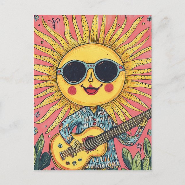 Sunshine Playing Guitar Postcard (Front)