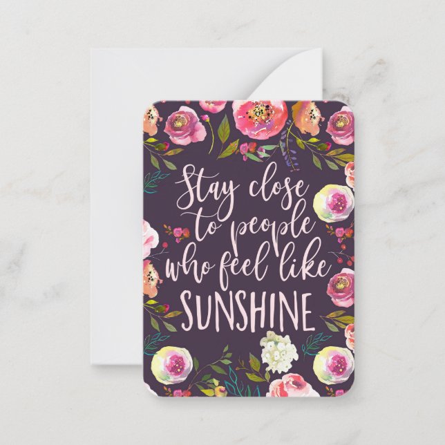Sunshine Quote, Motivational Inspirational Boho Card (Front)