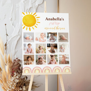 Sunshine Rainbow Birthday Photo Milestone Poster