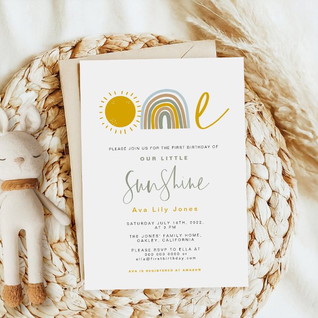 Sunshine Rainbow First Birthday Invitation (Creator Uploaded)