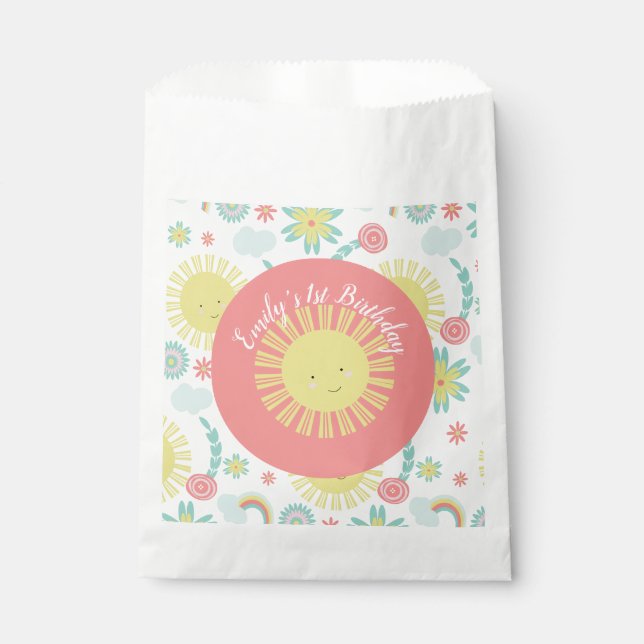 Sunshine Rainbow Floral Birthday  Favour Bags (Front)
