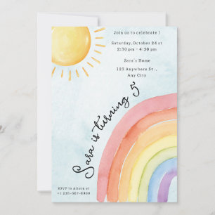 Sunshine & Rainbow Girl Birthday Party Invitation