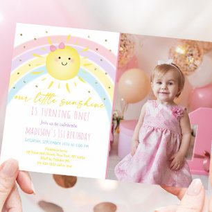 Sunshine Rainbow Pastel Birthday Invitation