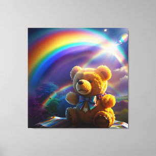 Sunshine Rainbow Teddy Bear Wonderland Canvas Print