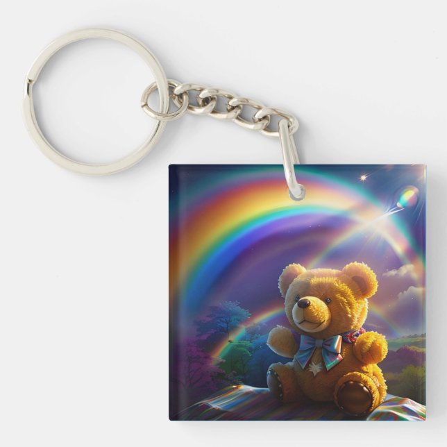 Sunshine Rainbow Teddy Bear Wonderland Key Ring (Front)