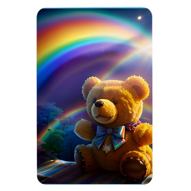 Sunshine Rainbow Teddy Bear Wonderland Magnet (Vertical)