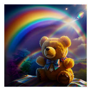Sunshine Rainbow Teddy Bear Wonderland Poster