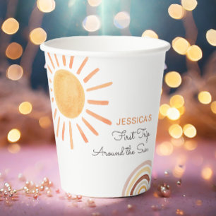 Sunshine Rainbow Trip Around the Sun 1st Birthday Paper Cups