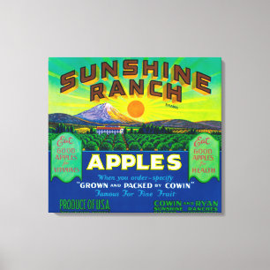 Sunshine Ranch Apple Label - Wapato, WA Canvas Print