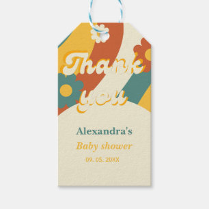 Sunshine retro groovy 70s thank you baby shower gift tags