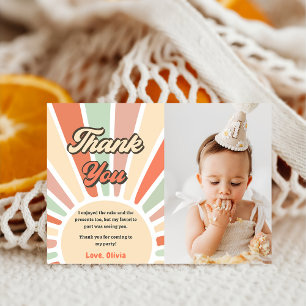 Sunshine Retro Rainbow Birthday Thank You Card