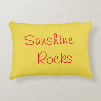 "Sunshine Rocks" Phrase Yellow Background Decorative Cushion