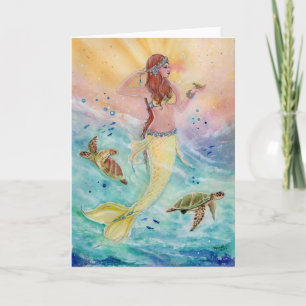 Sunshine Sea Mermaid greeting card by Renee