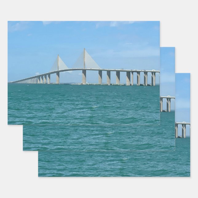 Sunshine Skyway Bridge Tampa Florida Photo Wrapping Paper Sheet (Set)
