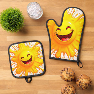 Sunshine Smiles: Bursting Joy Oven Mitt & Pot Holder Set