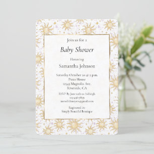 Sunshine Stars and Sun Baby Shower Invitation