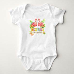 Sunshine State of Mind Flamingo Tropical Flowers Baby Bodysuit