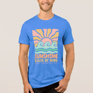 Sunshine State of Mind Retro Sun & Waves Graphic Tri-Blend Shirt