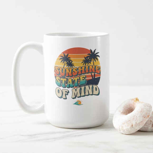 Sunshine State Summer Mug, Retro Beach Coffee Cup (With Donut)
