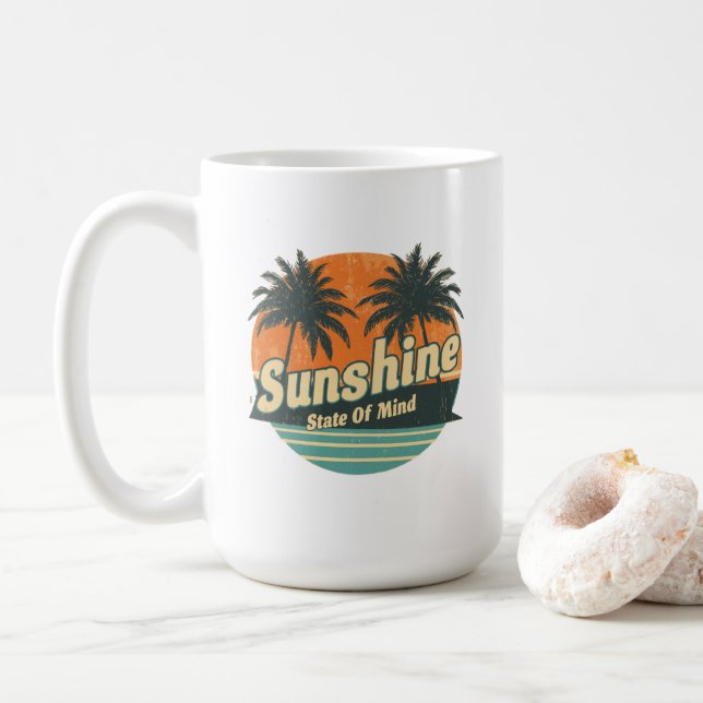 Sunshine State Summer Mug, Retro Beach Coffee Cup (With Donut)