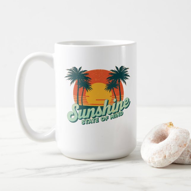 Sunshine State Summer Mug, Retro Beach Coffee Cup (With Donut)
