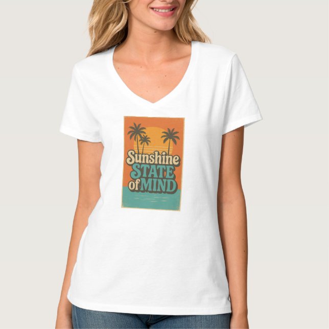 Sunshine State Tee, Retro Beach Vacation Shirt (Front)