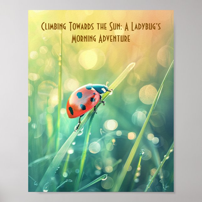 Sunshine Stroll: Ladybug in Morning Glow Poster (Front)