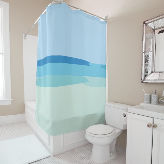 Sunshine Summer Beach House Shower Curtain (In Situ)