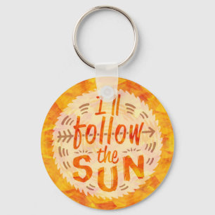 Sunshine Summer Orange Painted Follow Sun Colourfu Key Ring